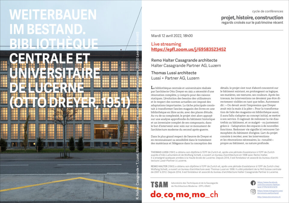 Lecture ETH Lausanne "ZHB - Continuing to build in the existing building"